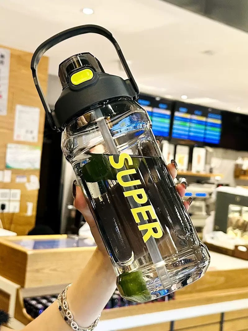 Large-Capacity Sports Water Cup Internet Celebrity Fitness High-Temperature-Resistant Plastic Cup Extra-Large Water Kettle Portable Straw Cup