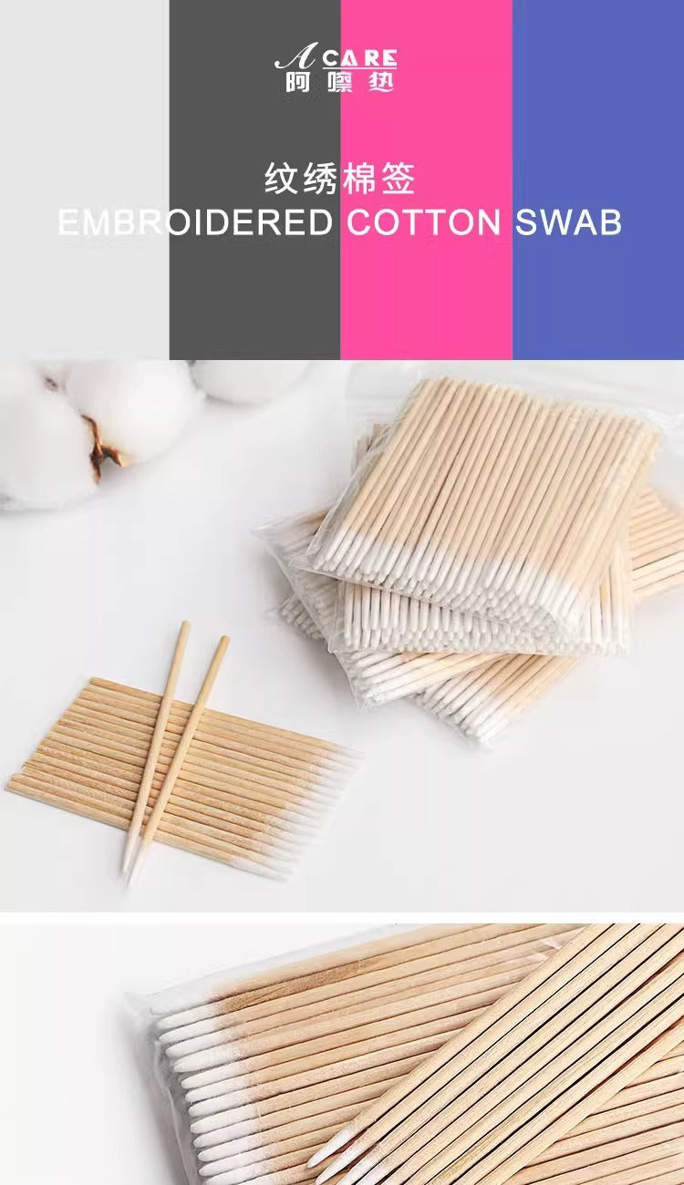 Free Shipping/Cotton Swabs/Tattoo Embroidery A1P20 - Pointed Single/Double-Ended Cotton Sticks for Makeup Removal, Wooden Sticks for Teeth