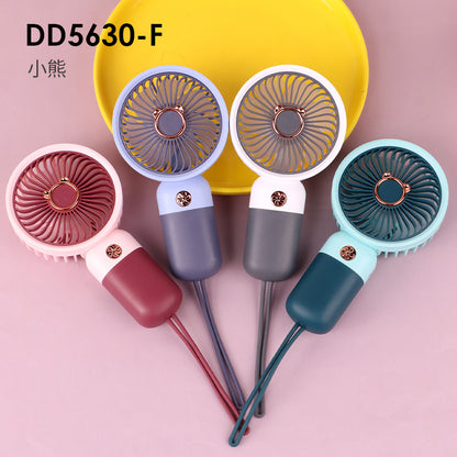 New cartoon mini fan summer outdoor portable USB rechargeable fan student dormitory desktop fan