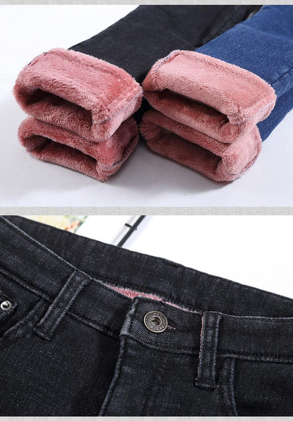 High Waist Jeans Women's Trousers Spring and Autumn 2023 New Winter Fleece-lined Slim-fit Slimming Pencil Pants Thick