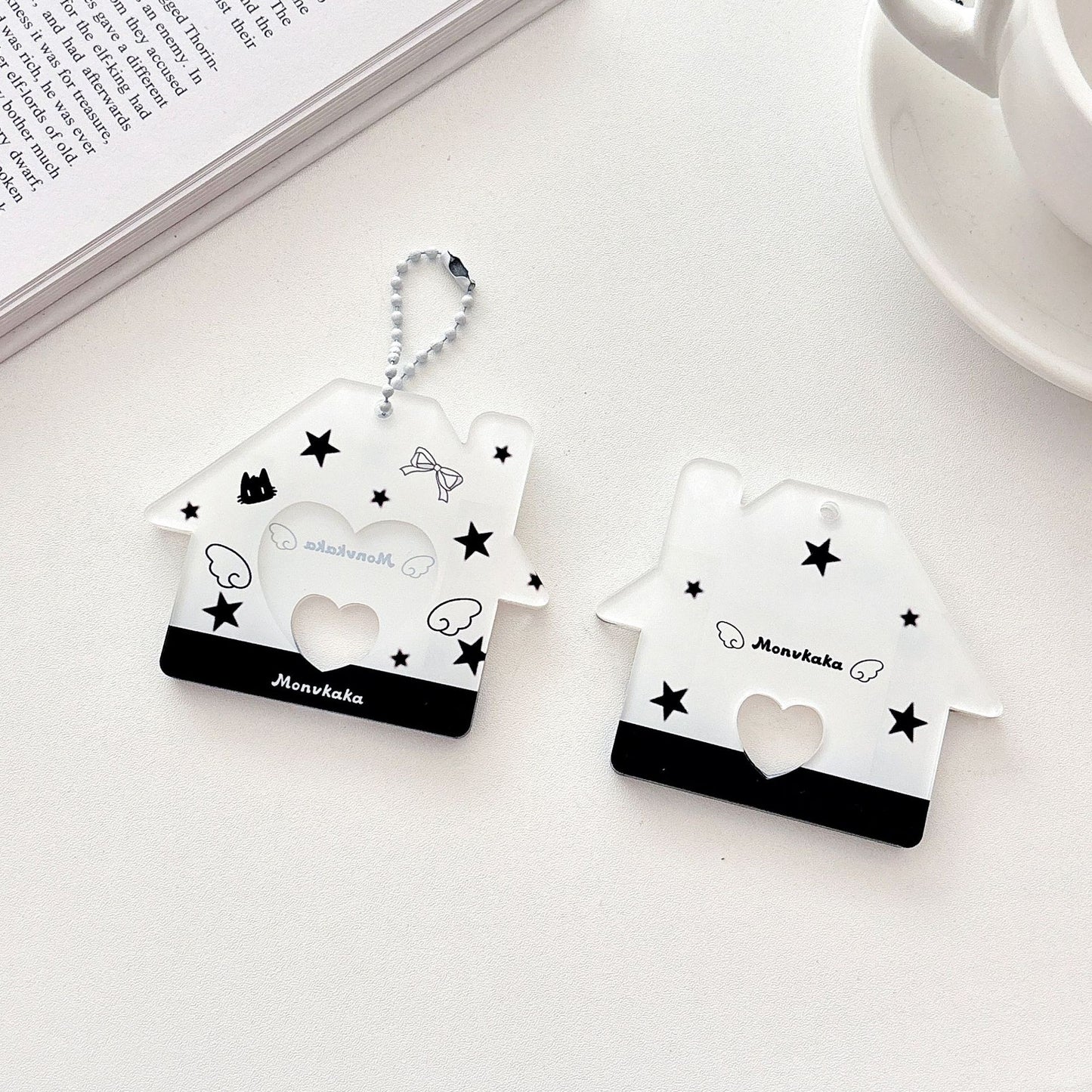 Original Star Little House 2inch Id Photo Card Holder Small Card Storage Card Holder Keychain Storage Pendant Card Holder