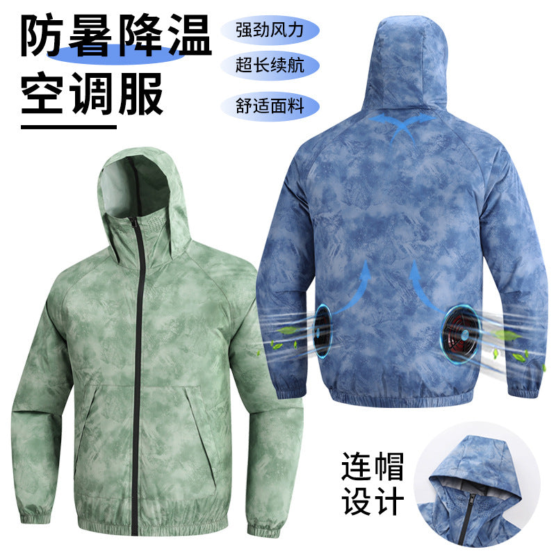 New Fan Sun Protection Clothing, Heatstroke Prevention Outdoor Work Clothes, Refrigeration Fishing Clothing for Men and Women with Fans to Cool down