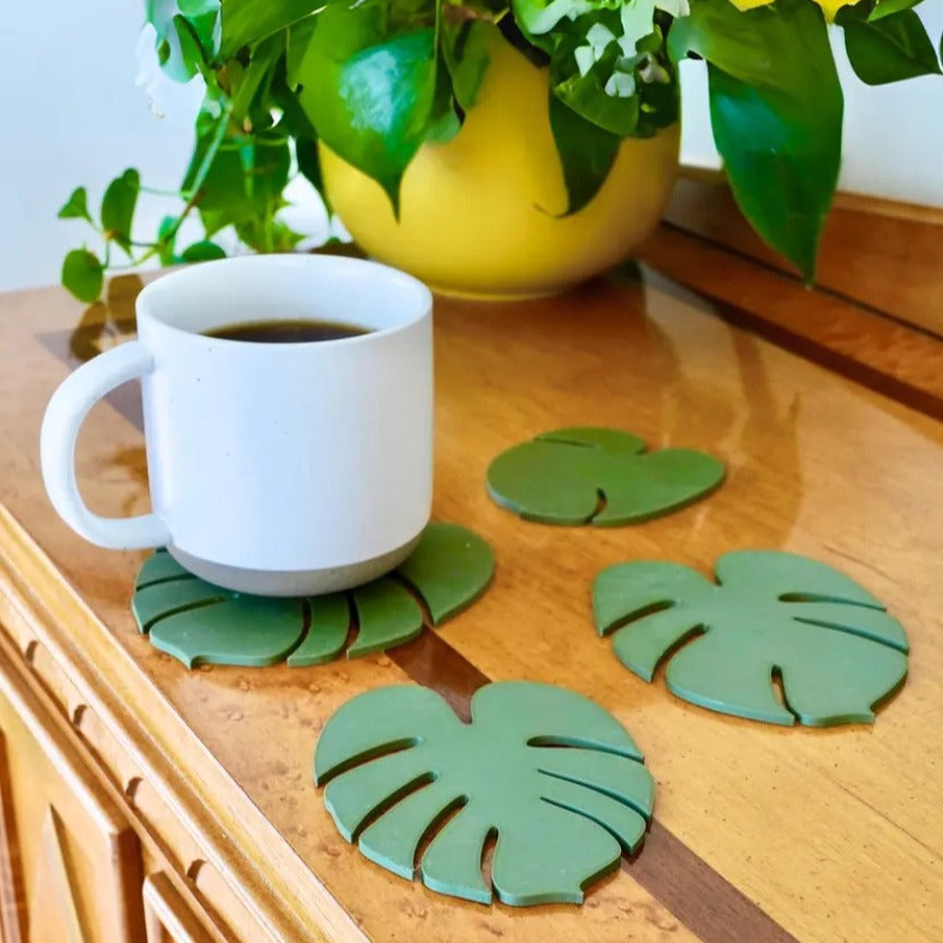 Monstera coaster plant Bamboo Coaster Plant with Magnet 3D Printing Cross-border Explosions