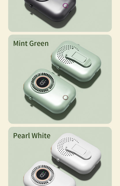 New Handheld Digital Display Small Fan Portable USB Lazy Electric Fan Outdoor Mini Waist Fan Hanging Neck Fan