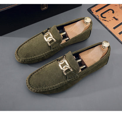 Doudou Shoes Men's Autum 2024 New Frosted Suede Lazy One-Leg Small Leather Shoes Loaf Driving Shoes for Men