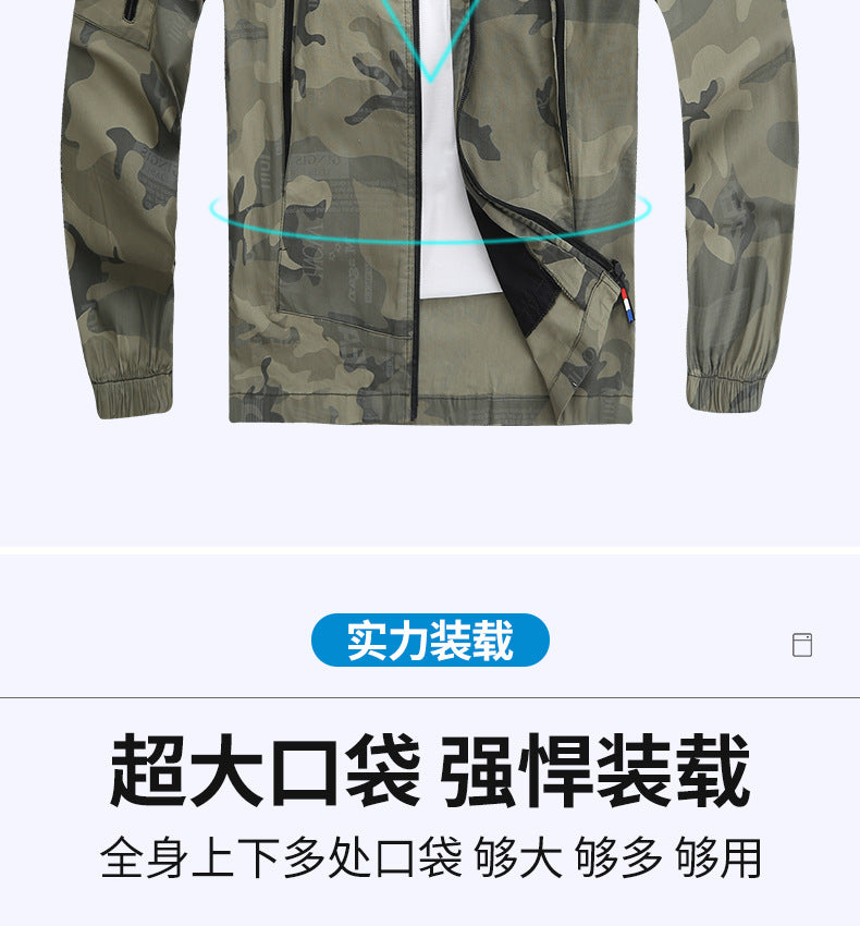 Summer Pure Cotton Thin Work Clothes Set for Men and Women Stretch Camouflage Clothing for Welders Wear-resistant Work-protection Clothing Casual Suit