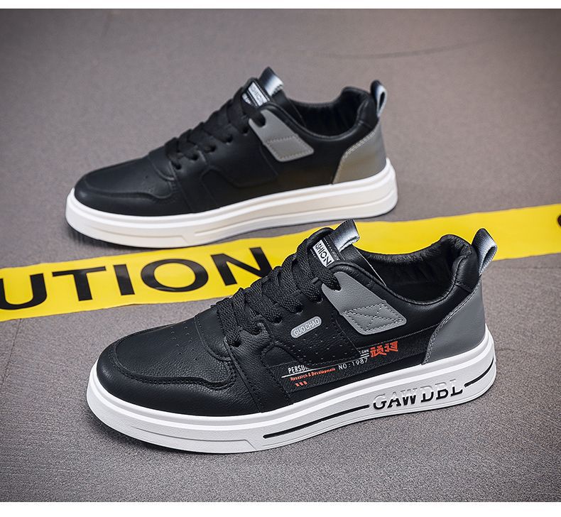 Men's Shoes Korean Style Trendy All-match Trendy Shoes Sports Winter 2023 New White Shoes Skate Shoes Waterproof Casual Leather Shoes