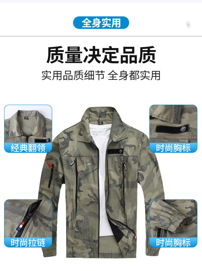Summer Pure Cotton Thin Work Clothes Set for Men and Women Stretch Camouflage Clothing for Welders Wear-resistant Work-protection Clothing Casual Suit