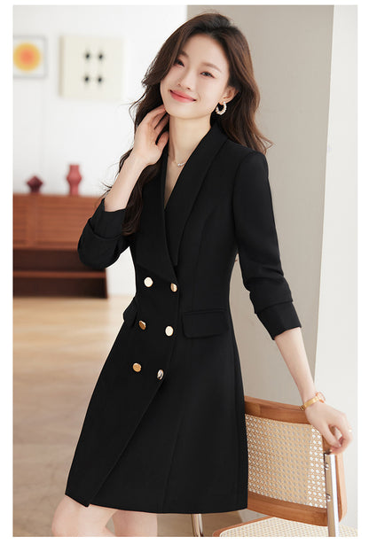 French Hepburn Style Small Black Dress High Sense High Cold Royal Sister Fried Street Small Fragrance Style Pleated Professional Suit dress Summer