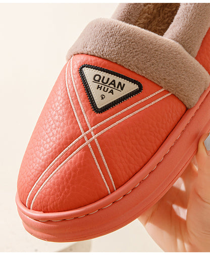 Plus Size 4647 Cotton Slippers for Men Waterproof Winter Indoor Home Non-Slip Warm Fleece-Lined Thickeneded Couple Cotton Shoes for Women