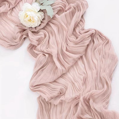 Bali Crepe Table Flag Foreign Trade Western Tablecloth Light Luxury High-End Wedding Party Decoration Pleated Table Flag Wholesale