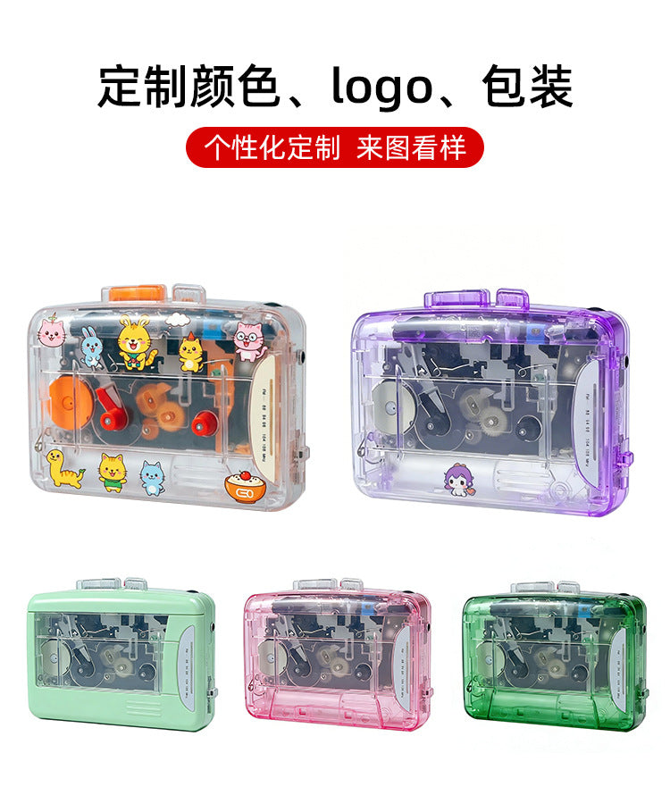 Bayin Box Cross-Border Transparent Retro Tape Player Recorder Walkman Headphone Player Tape Player Radio