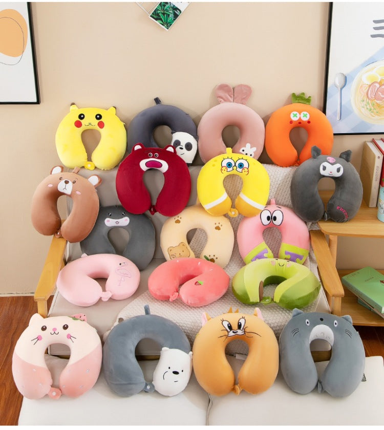 Neck Pillow Travel Memory Foam U-shaped Pillow Cartoon Gift Sponge Sleeping Neck Pillow Embroidery Slow Rebound Nap Pillow