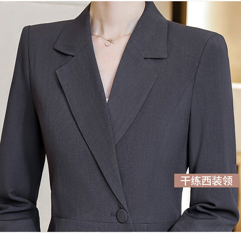 High-end gray professional dress autumn temperament jewelry store work clothes hotel front desk work clothes reception formal wear