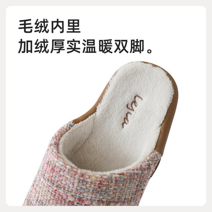 2025 New Cotton Slippers for Women, Retro Chanel Style, Winter Warm Non-Slip Indoor Slippers for Couples, Home Use for Men