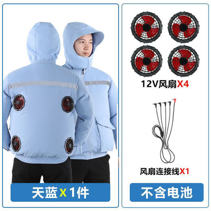 Summer Air-Conditioned Clothing for Outdoor Labor Protection, Cooling and Sun Protection Clothing, Hooded Fan Clothing for Men and Women, Specially Designed for Outdoor Labor Protection
