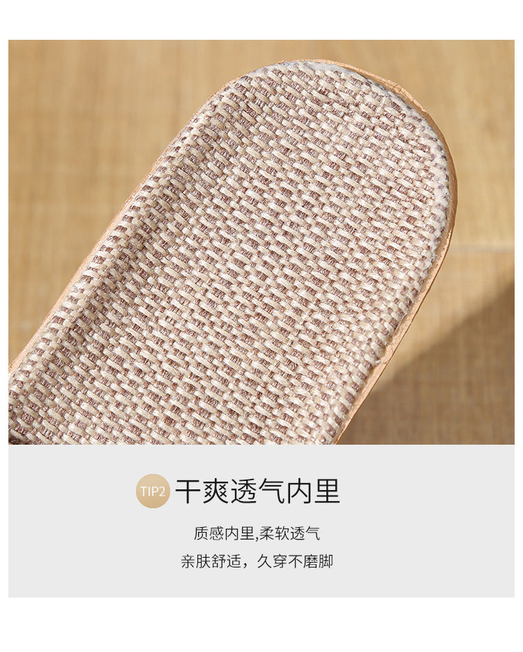 Four Seasons Home Linen Slippers Fashion Printed Thick Sole Non-Slip Sweat-Absorbent Wear-Resistant Large Sole Couple Linen Slippers Ethnic Style