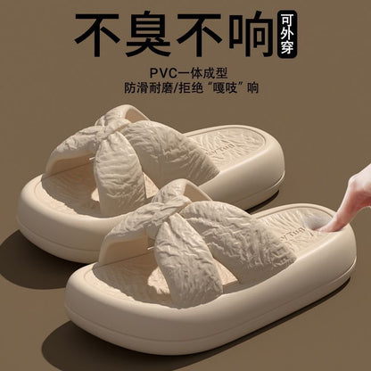 New Home Slippers for Women with Bows, Indoor Quick-Drying, Non-Slip, Bathing and Stepping on Shit, Solid Color Casual Sandals and Slippers Wholesale