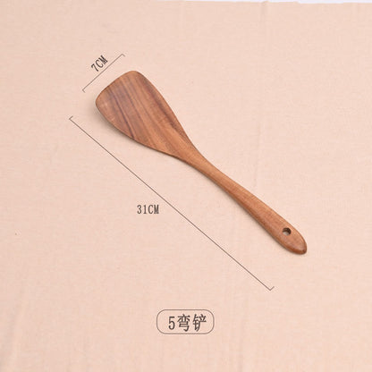 Paint-free Wax-free Wooden Cooking Spoon Shovel suit Kitchenware Long Handle Non-stick Pan Stir-frying Shovel Wooden Acacia Soup Spoon