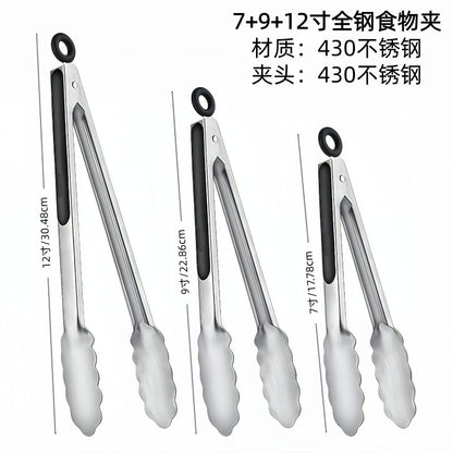 Cross-Border Silicone Clips, High Temperature Resistant Kitchen Anti-Scalding Barbecue Barbecue Clips, Food Clips, Household Stainless Steel Steak Clips