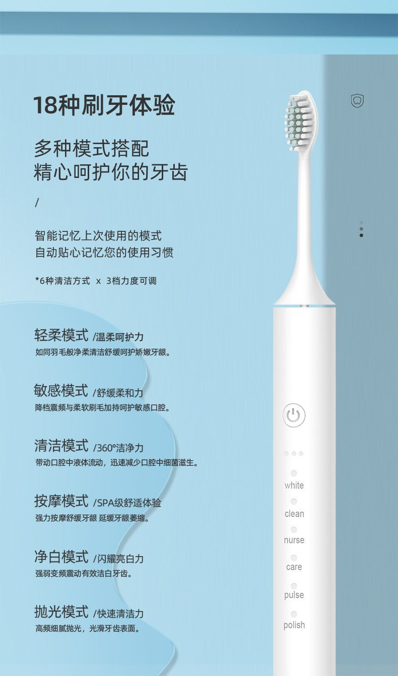 Factory wholesale soft bristle toothbrush flusher portable adult children universal ultrasonic electric toothbrush charging