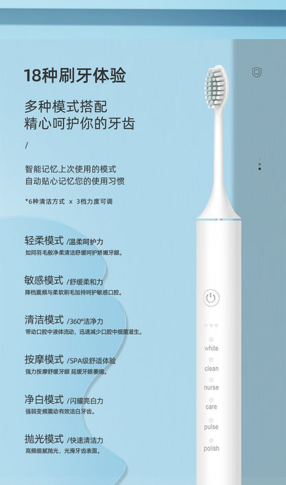 Factory wholesale soft bristle toothbrush flusher portable adult children universal ultrasonic electric toothbrush charging