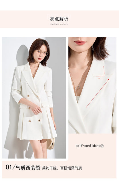 French Hepburn Style Small Black Dress High Sense High Cold Royal Sister Fried Street Small Fragrance Style Pleated Professional Suit dress Summer