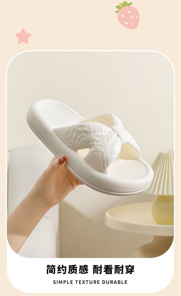 New Home Slippers for Women with Bows, Indoor Quick-Drying, Non-Slip, Bathing and Stepping on Shit, Solid Color Casual Sandals and Slippers Wholesale