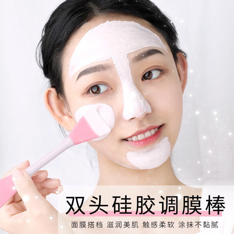 In-Stock Single Double-Sided Multi-Color Angled Flat Head Beauty Tpr Silicone Set Mask Brush and Beauty Tools