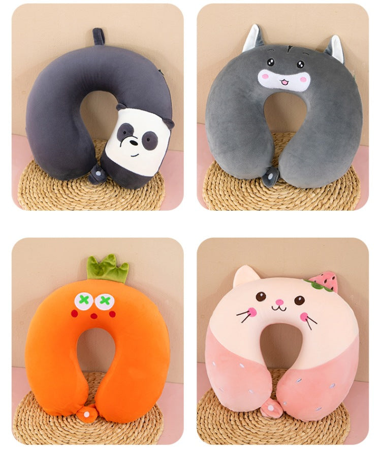 Neck Pillow Travel Memory Foam U-shaped Pillow Cartoon Gift Sponge Sleeping Neck Pillow Embroidery Slow Rebound Nap Pillow