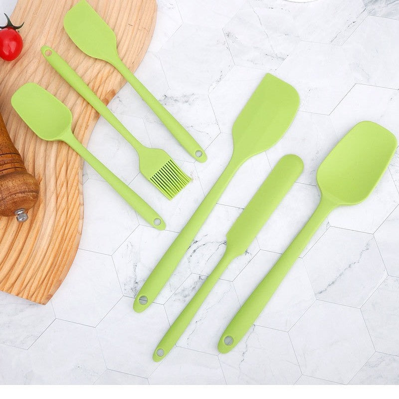 Factory in stock silicone baking 6-piece one-piece silicone scraper spatula oil brush household baking tools suit