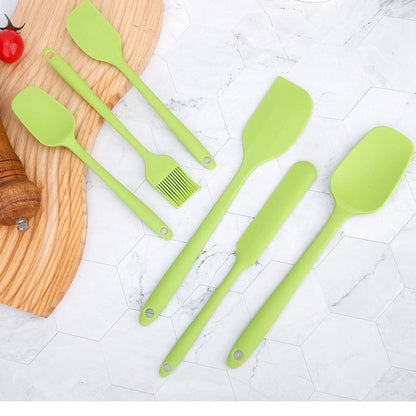 Factory in stock silicone baking 6-piece one-piece silicone scraper spatula oil brush household baking tools suit