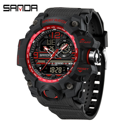 Sanda Hot-Selling Watch Korean Version Student Party Multi-Functional Waterproof Alarm Clock Electronic Watch Cool Dual Display Luminous Sports Watch by PDG ibma