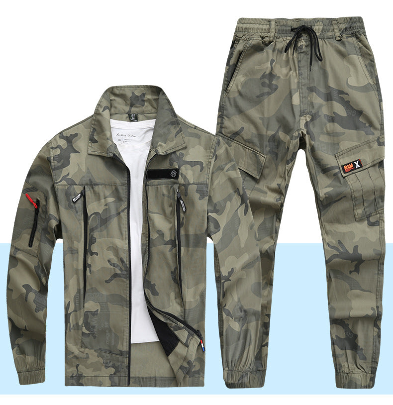 Summer Pure Cotton Thin Work Clothes Set for Men and Women Stretch Camouflage Clothing for Welders Wear-resistant Work-protection Clothing Casual Suit