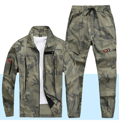 Summer Pure Cotton Thin Work Clothes Set for Men and Women Stretch Camouflage Clothing for Welders Wear-resistant Work-protection Clothing Casual Suit