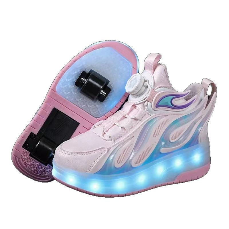 Children's Heelys Shoes, Retractable and Lighted, Boys' Flying Shoes with Wheels, Primary School Students' Roller Skate Shoes