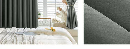 Full Blackout Hook-Type Curtains Finished Rental Room Bedroom Balcony Sunshade Simple Bay Window 2025 New Curtain Cloth