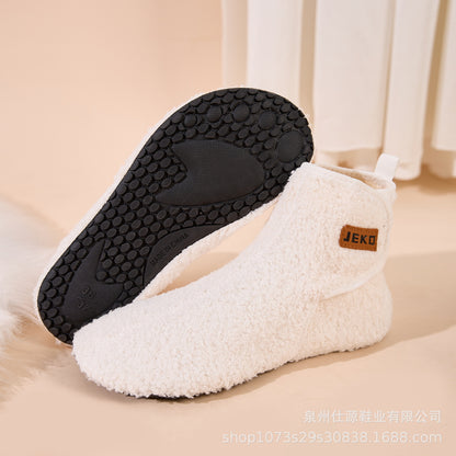 Cross-Border Large Size Shein Winter New Women's Velcro Home Indoor Non-Slip Warm Long Plush Snow Boots