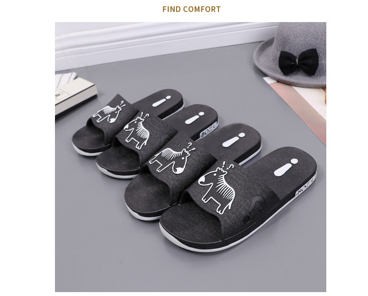 Summer Pvc Bathroom Slippers Home Cartoon Couple Slippers Indoor Cute Bath Non-Slip Sandals Women's Stall