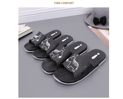 Summer Pvc Bathroom Slippers Home Cartoon Couple Slippers Indoor Cute Bath Non-Slip Sandals Women's Stall