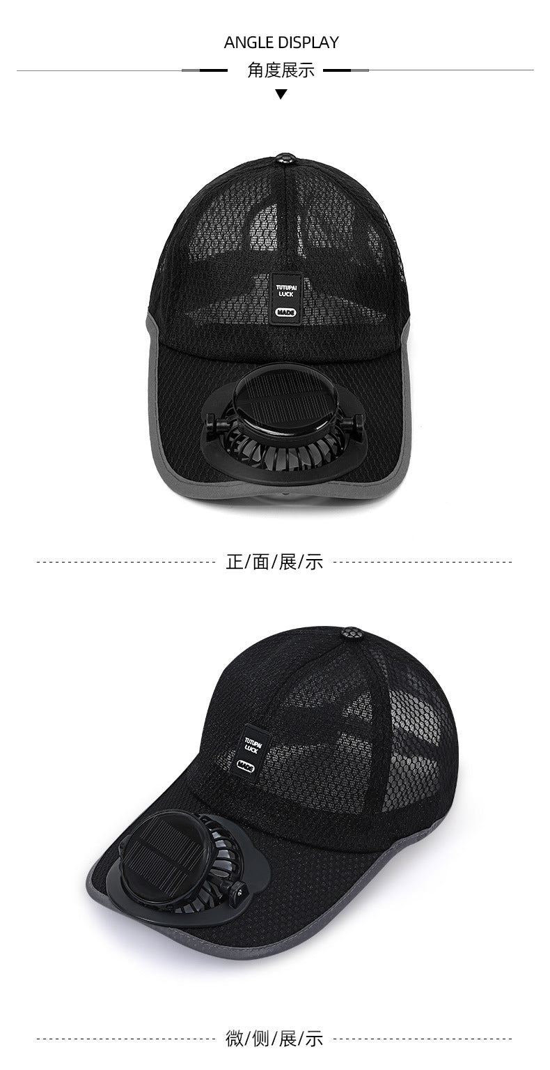 Adult summer solar charging with fan hat men and women breathable mesh sun protection outdoor sun-proof peaked cap