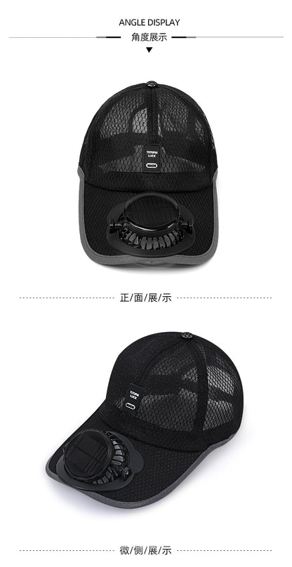 Adult summer solar charging with fan hat men and women breathable mesh sun protection outdoor sun-proof peaked cap