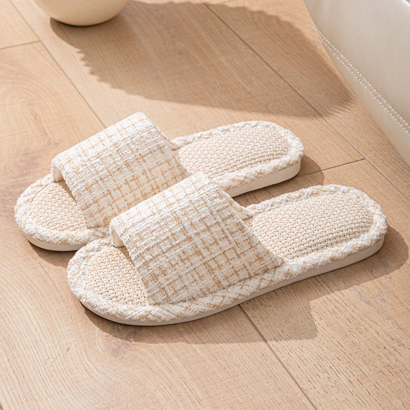 Linen Slippers for Women Spring & Fall Sweat-Absorbent Home Silent Japanese Cotton and Linen Indoor Non-Slip Breathable Slippers for Men All Seasons Wholesale