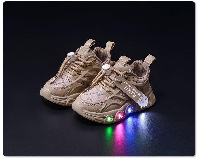 Spring and Summer New Children's Luminous Cloth Noodles for Boys sneaker 1-6 Years Old LED Light Shoes Casual Girls Schoolwalking Lights Shoes
