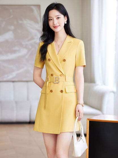 French Hepburn Style Small Black Dress High Sense High Cold Royal Sister Fried Street Small Fragrance Style Pleated Professional Suit dress Summer