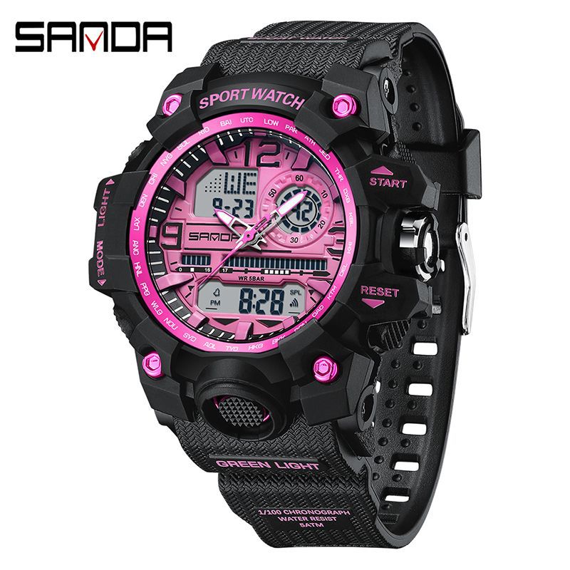 Sanda Hot-Selling Watch Korean Version Student Party Multi-Functional Waterproof Alarm Clock Electronic Watch Cool Dual Display Luminous Sports Watch by PDG ibma