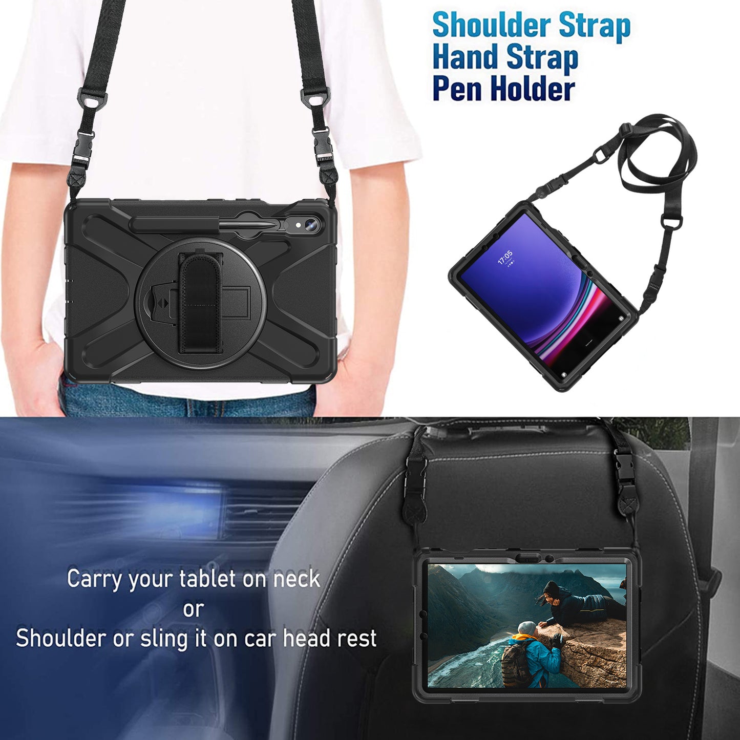 Applicable to Samsung Tab S9 FE/A9PLUS pirate king drop-resistant strap bracket protective cover
