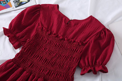 Chiffon Short-sleeved Dress for Women New ins Sense Niche Mid-length French Douyin Slimming Look Skirt