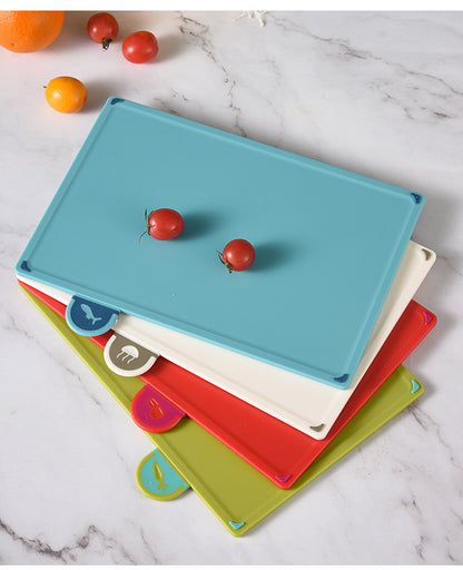 Kitchen Classification Cutting Board Creative Baby Food Supplement Wheat Straw Cutting Board Pp Plastic Creative Four-Piece Set Classification Cutting Board