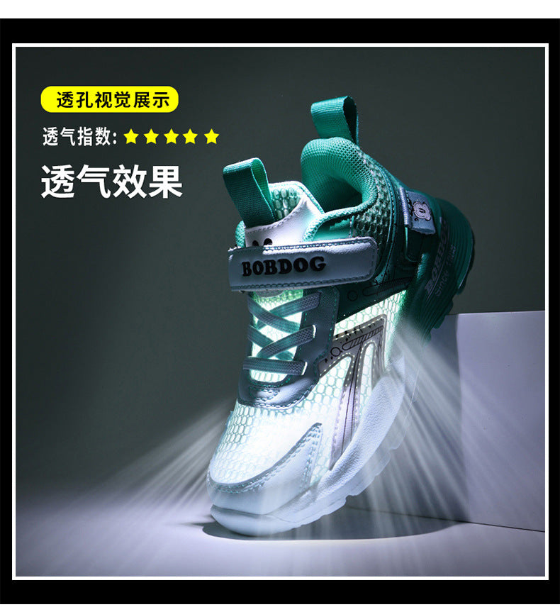Babu bean children's shoes boys sneaker summer 2025 new hollow single mesh breathable mesh shoes big children's shoes